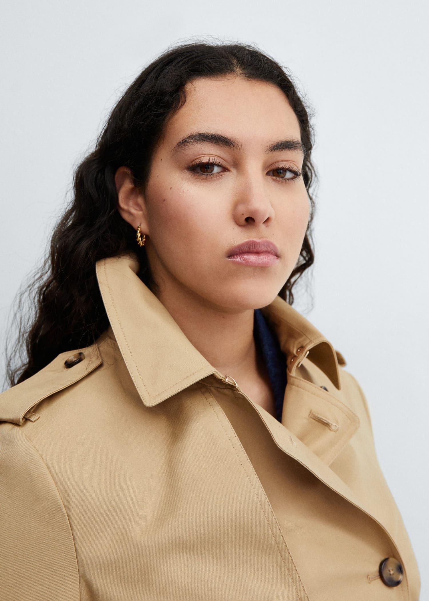 Ecru Classic Trench Coat With Belt, , large image number 5