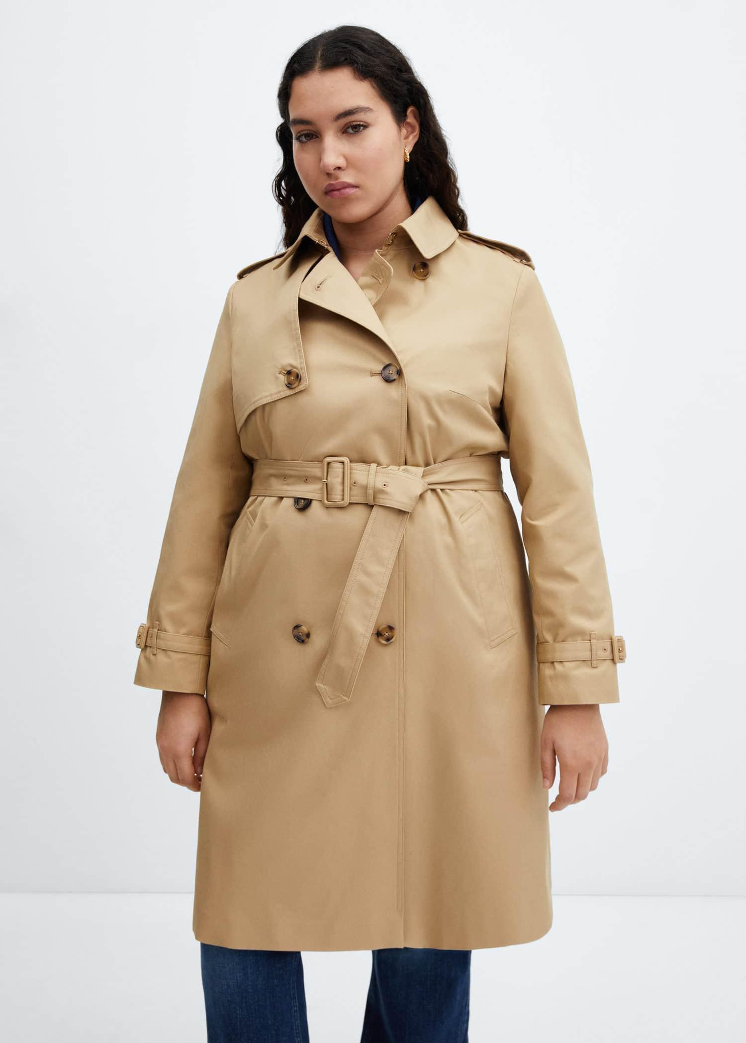 Ecru Classic Trench Coat With Belt, , large image number 6