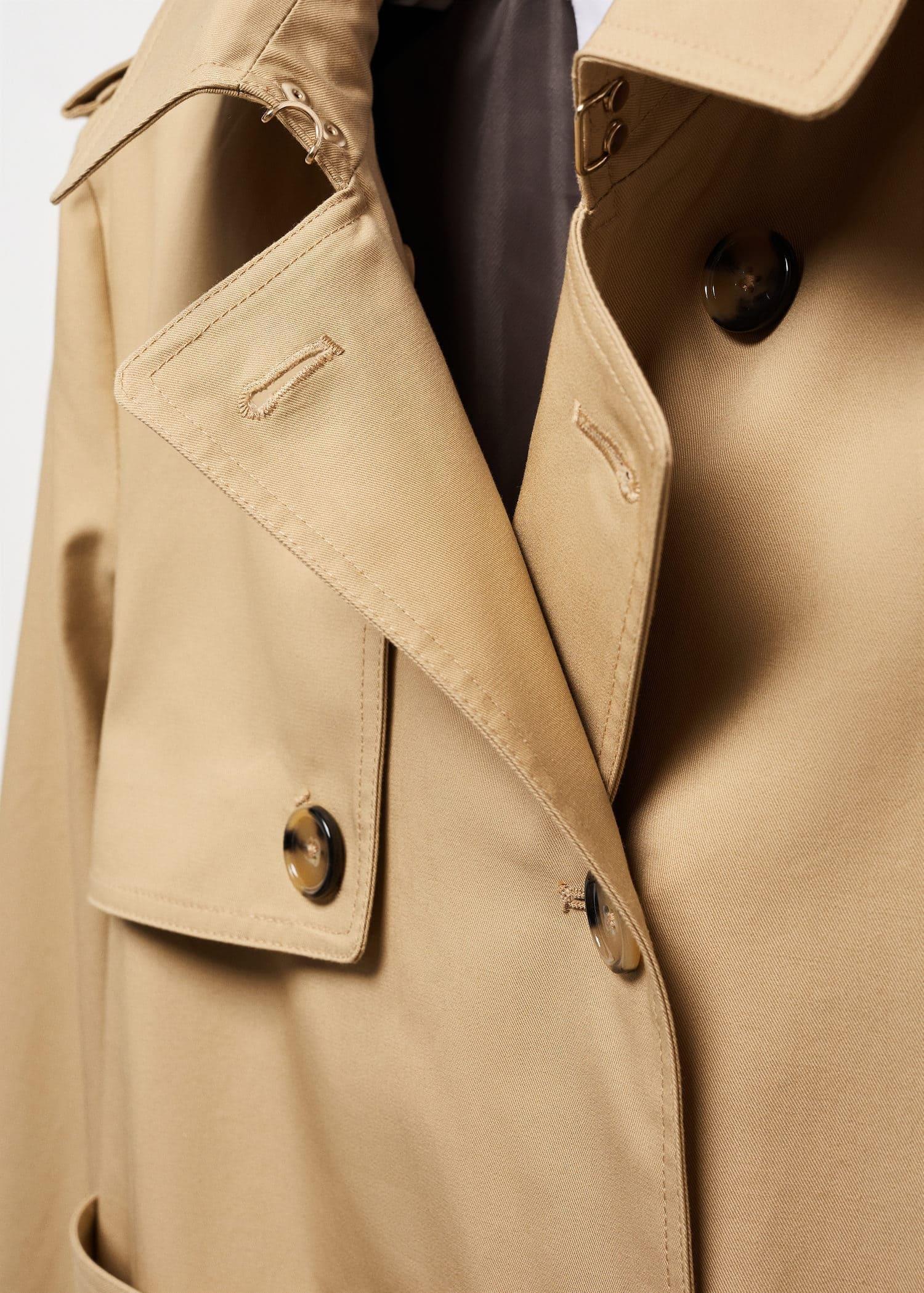 Ecru Classic Trench Coat With Belt, , large image number 7