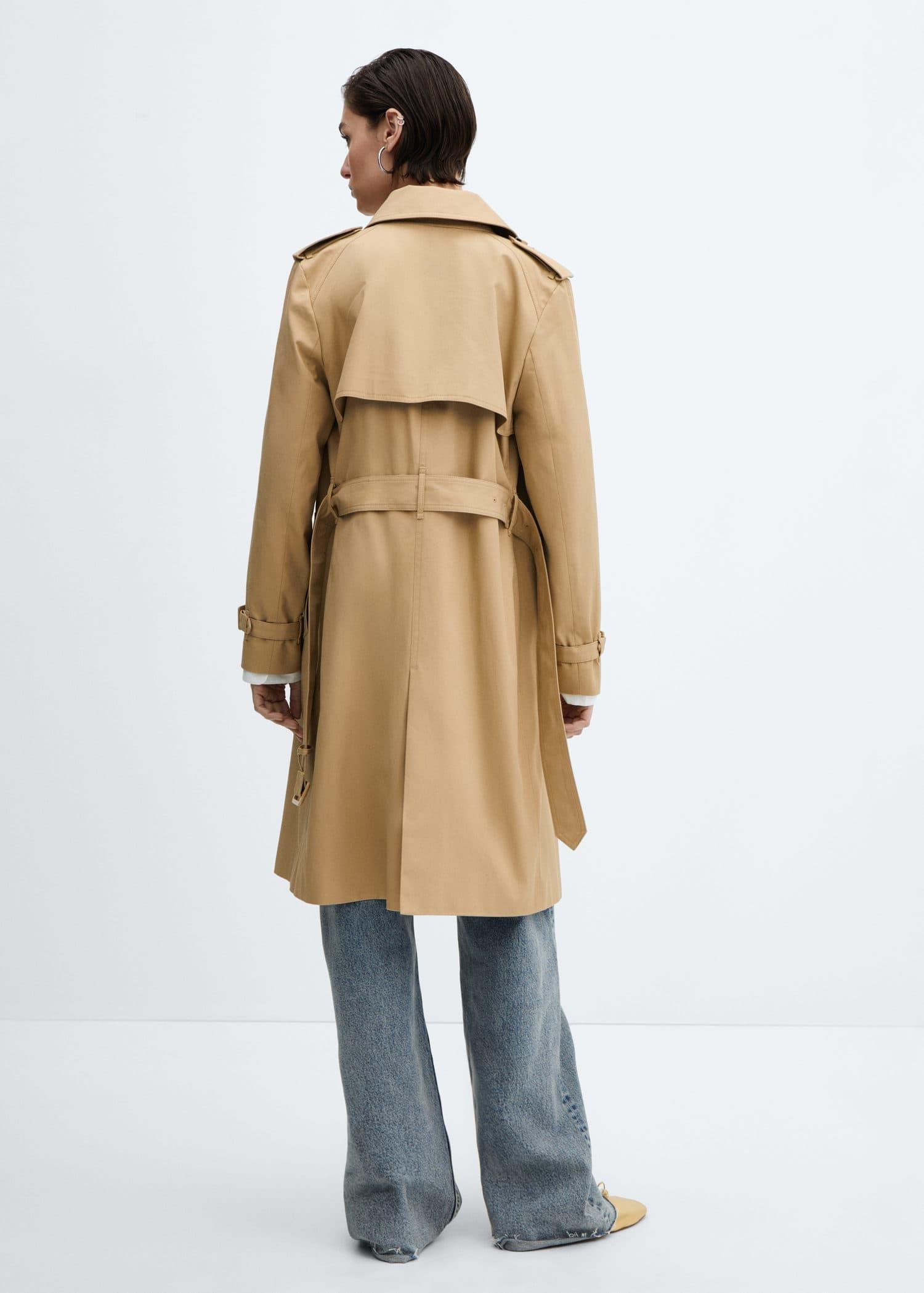 Ecru Classic Trench Coat With Belt, , large image number 8