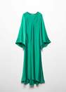 Mango - Green Flared-Sleeve Satin Dress