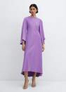 Mango - Purple Flared-Sleeve Satin Dress