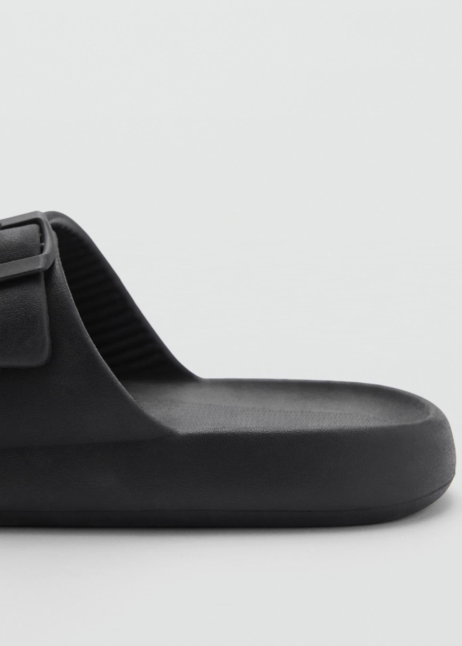 Black Double-Buckle Rubber Sandals, , large image number 1