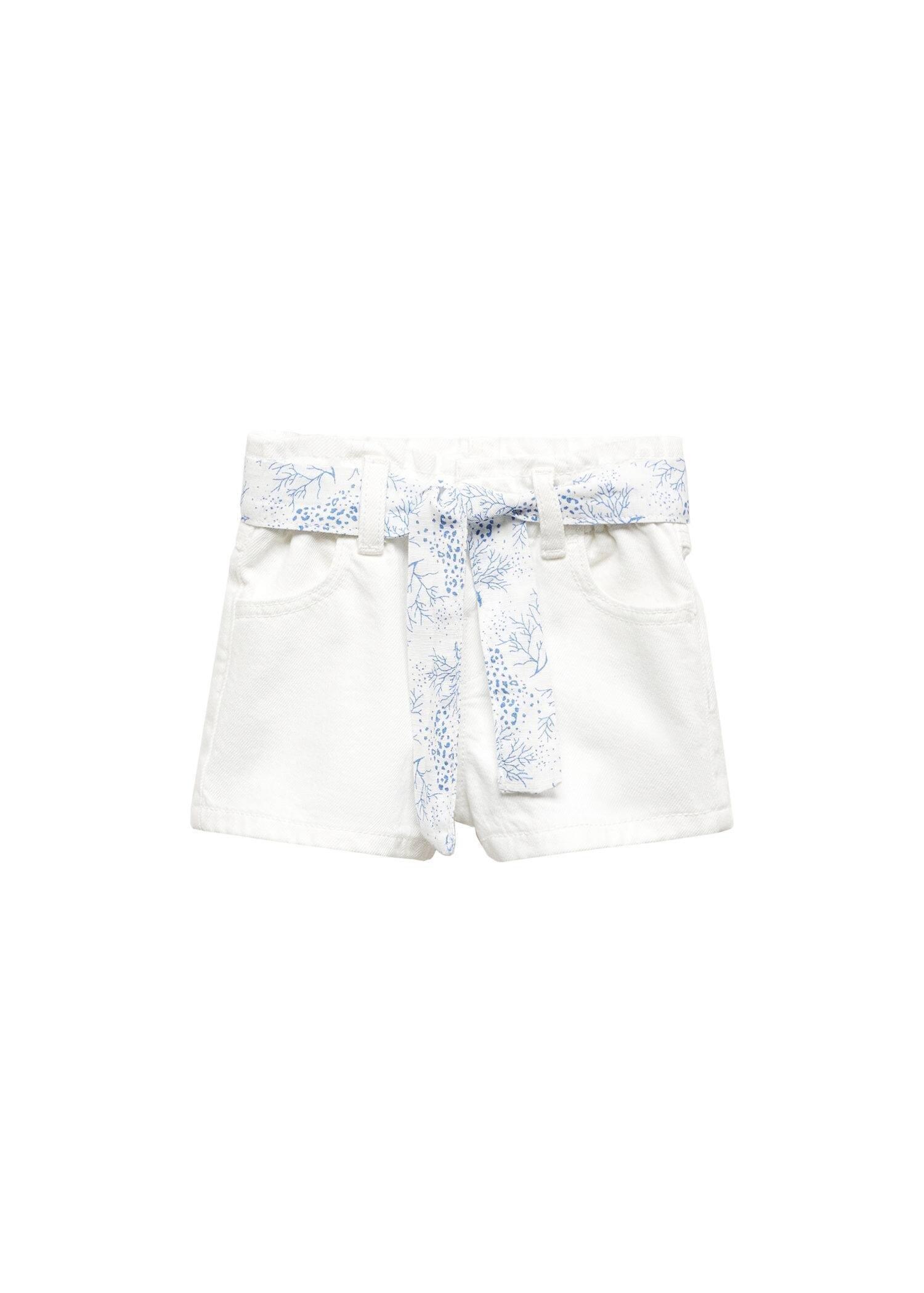 White Paperbag Denim Shorts, Kids Girls, , large image number 3