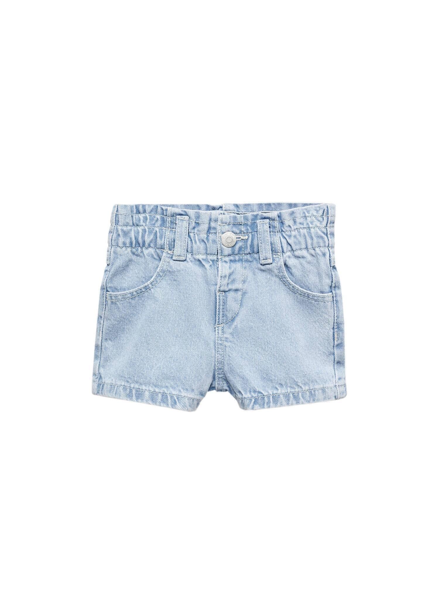 Blue Paperbag Denim Shorts, Kids Girls, , large image number 0