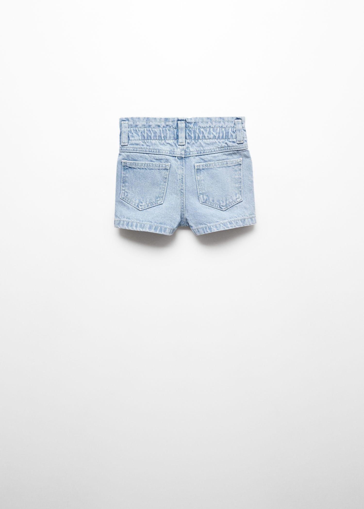 Blue Paperbag Denim Shorts, Kids Girls, , large image number 2
