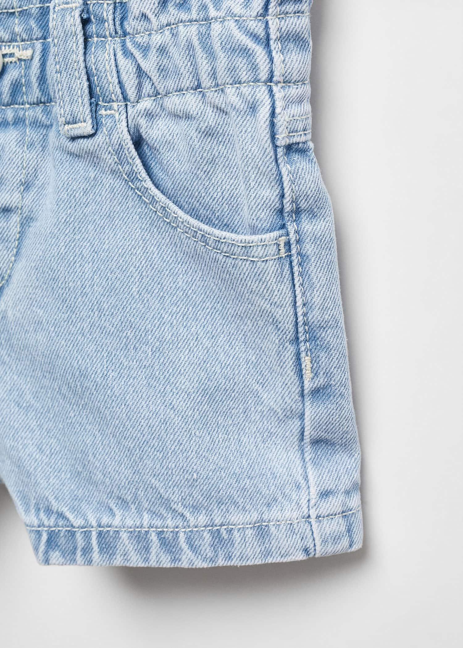Blue Paperbag Denim Shorts, Kids Girls, , large image number 3