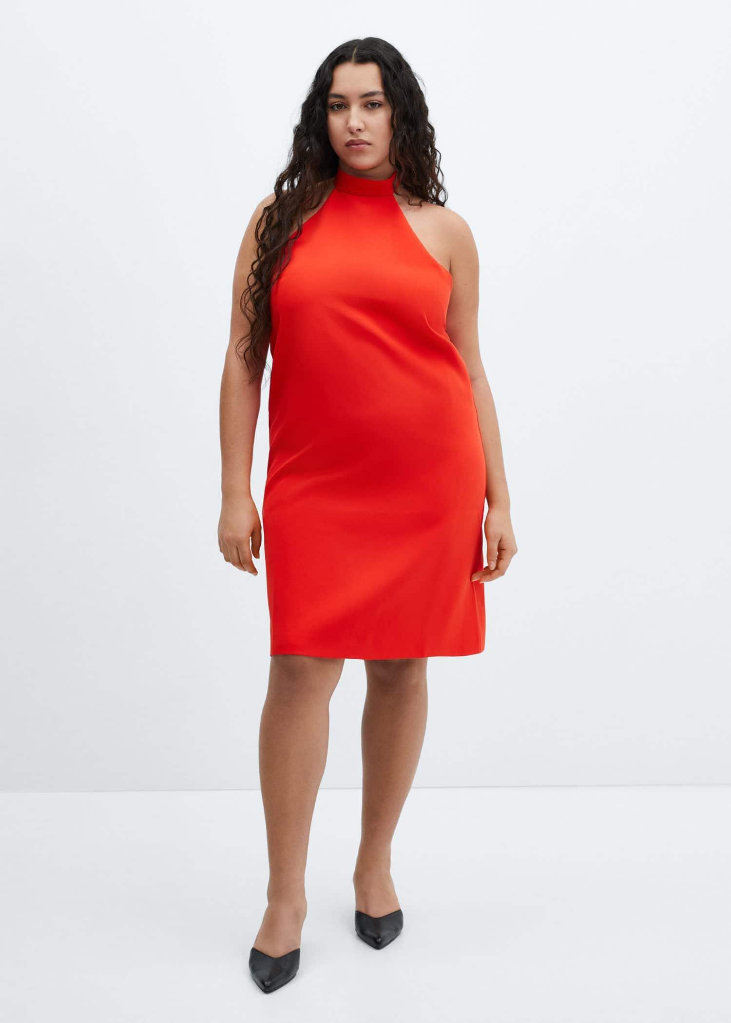 Mango - Red Halter-Neck Open-Back Dress