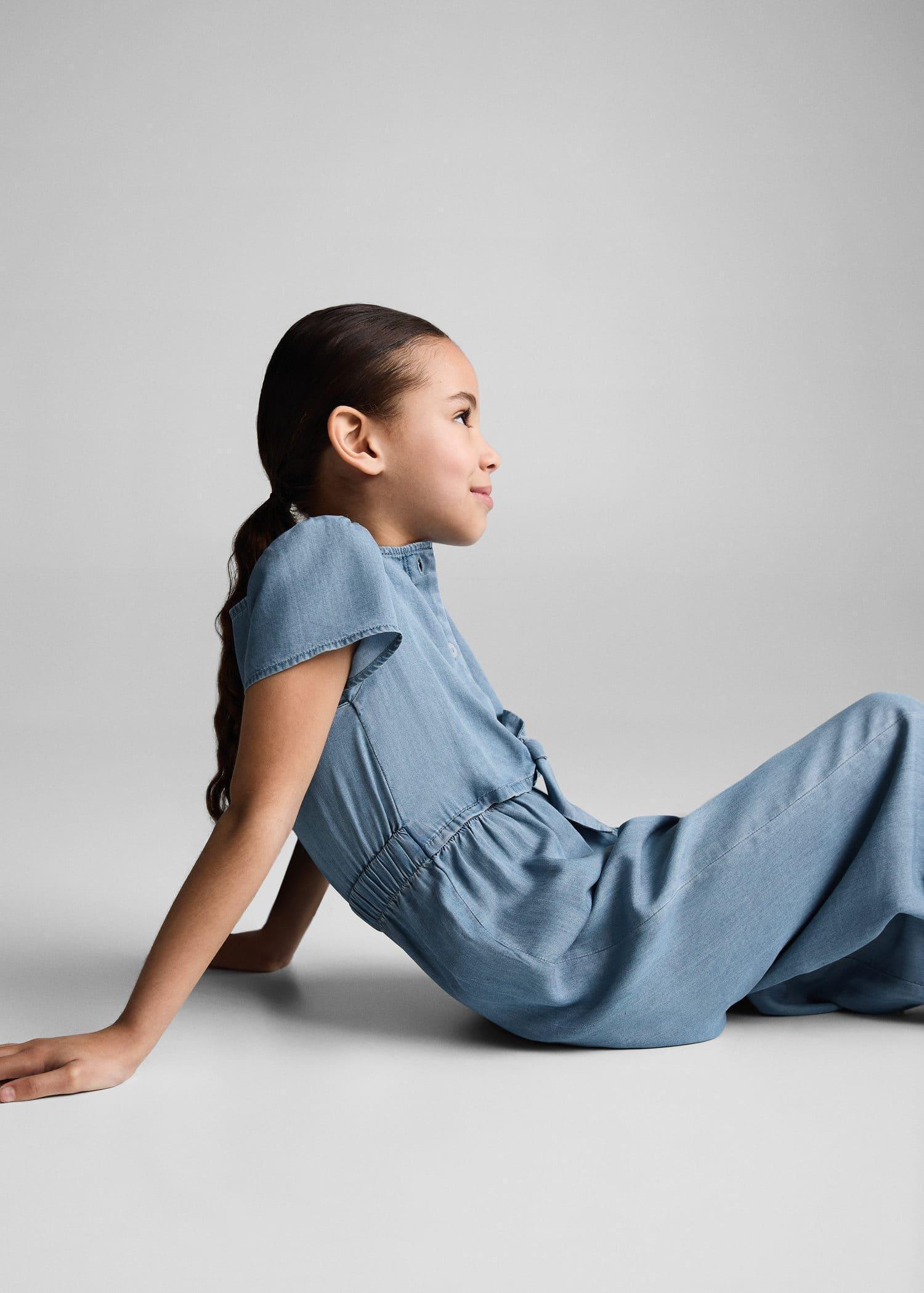 Blue Long Denim Jumpsuit, Kids Girls, , large image number 1