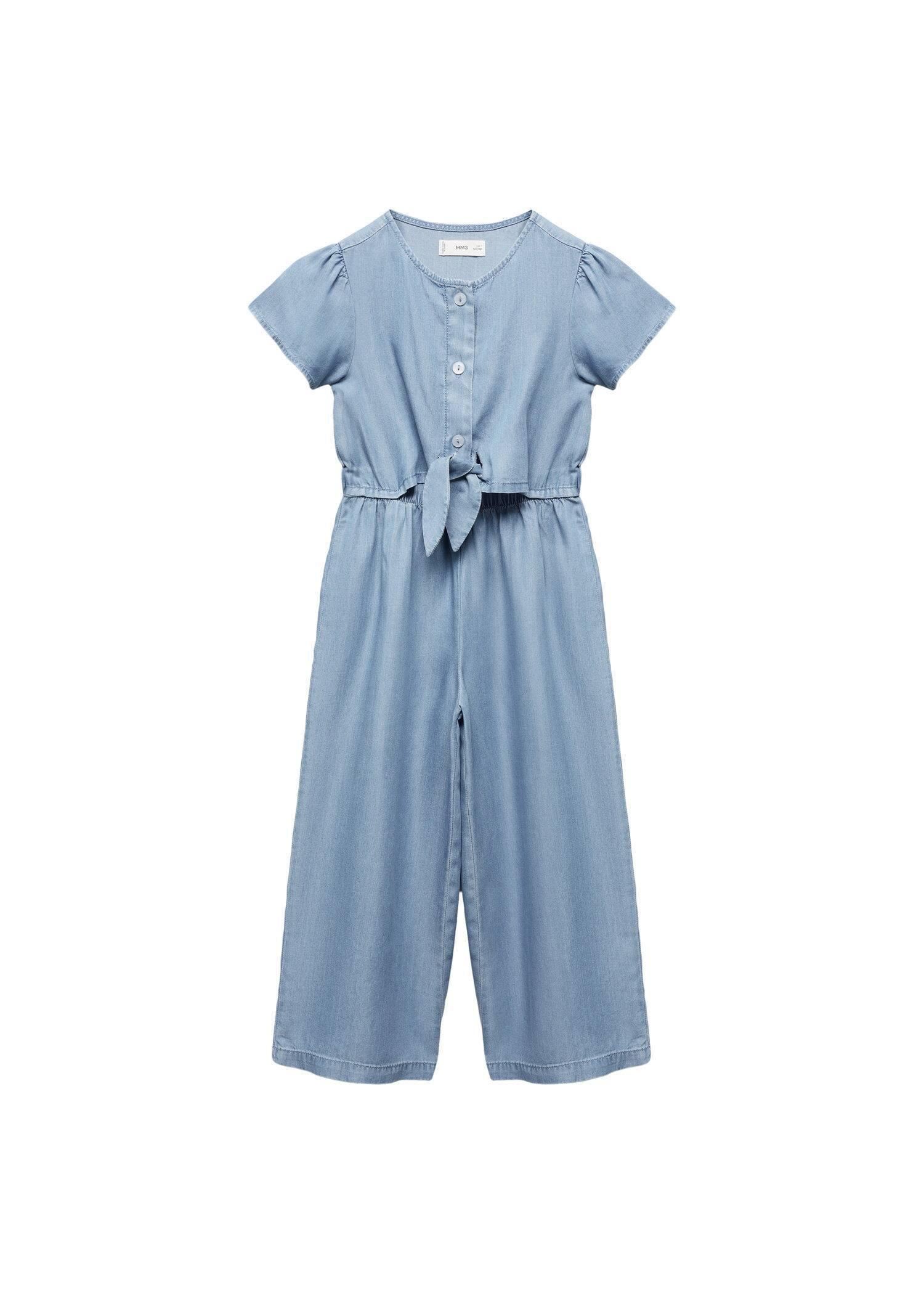 Blue Long Denim Jumpsuit, Kids Girls, , large image number 2
