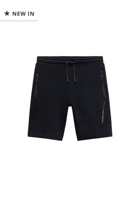 Mango - Black Elastic Waist Bermuda Shorts, Kids Boys