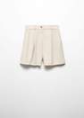 Mango - Beige Pleated High-Waist Shorts