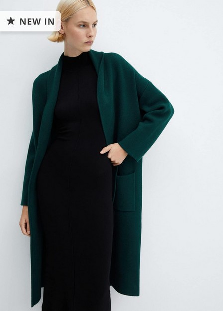 Mango - Green Oversize Knitted Coat