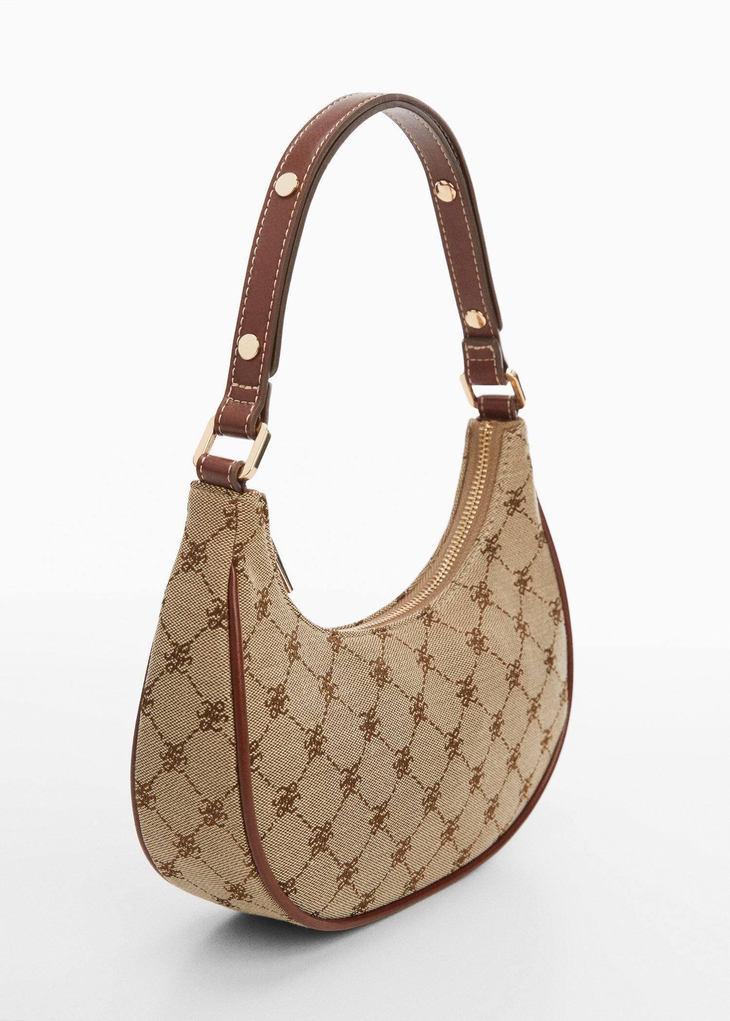 Brown Jacquard Shoulder Bag, , large image number 0