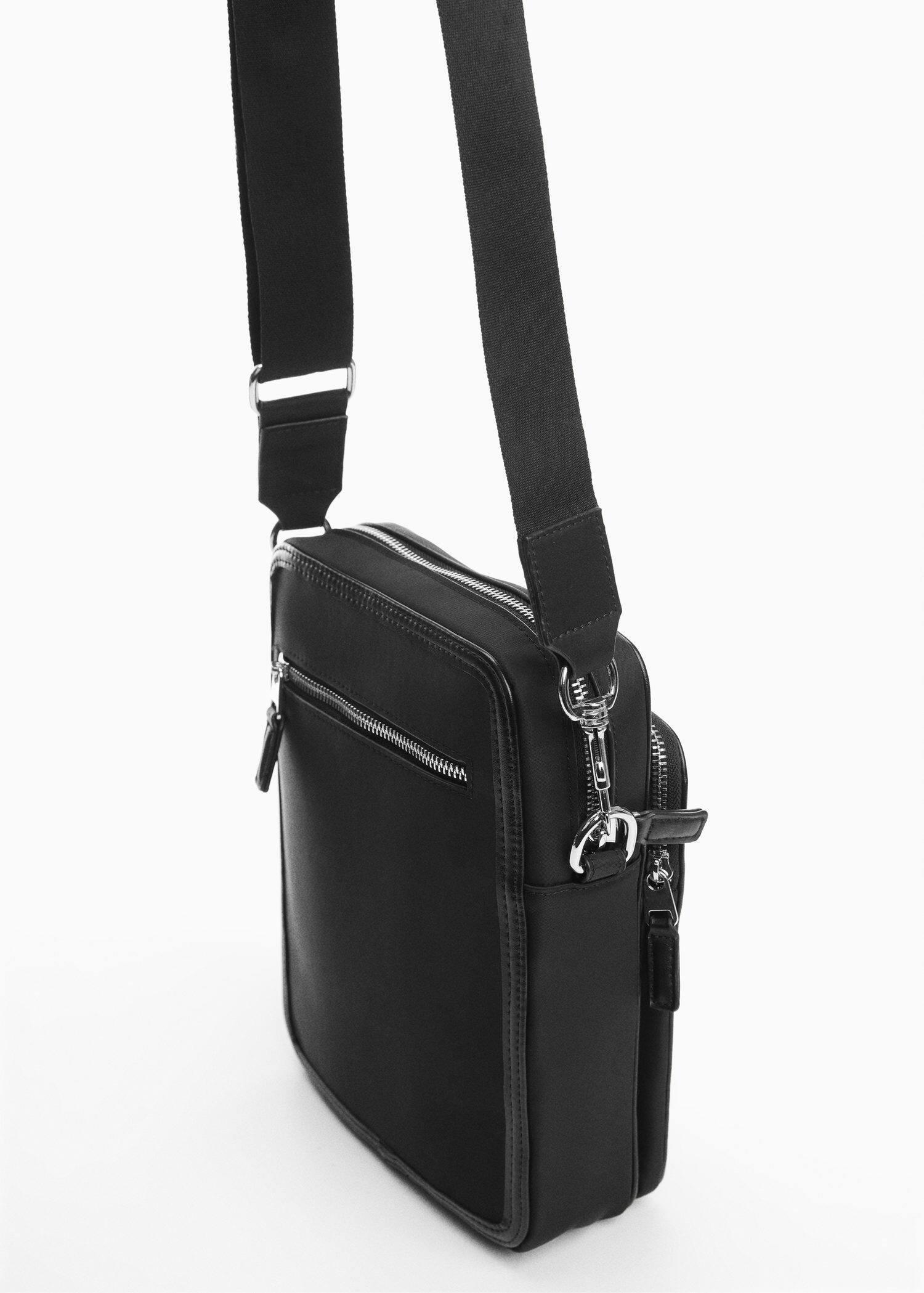 Mango - Black Nylon Zipped Bag