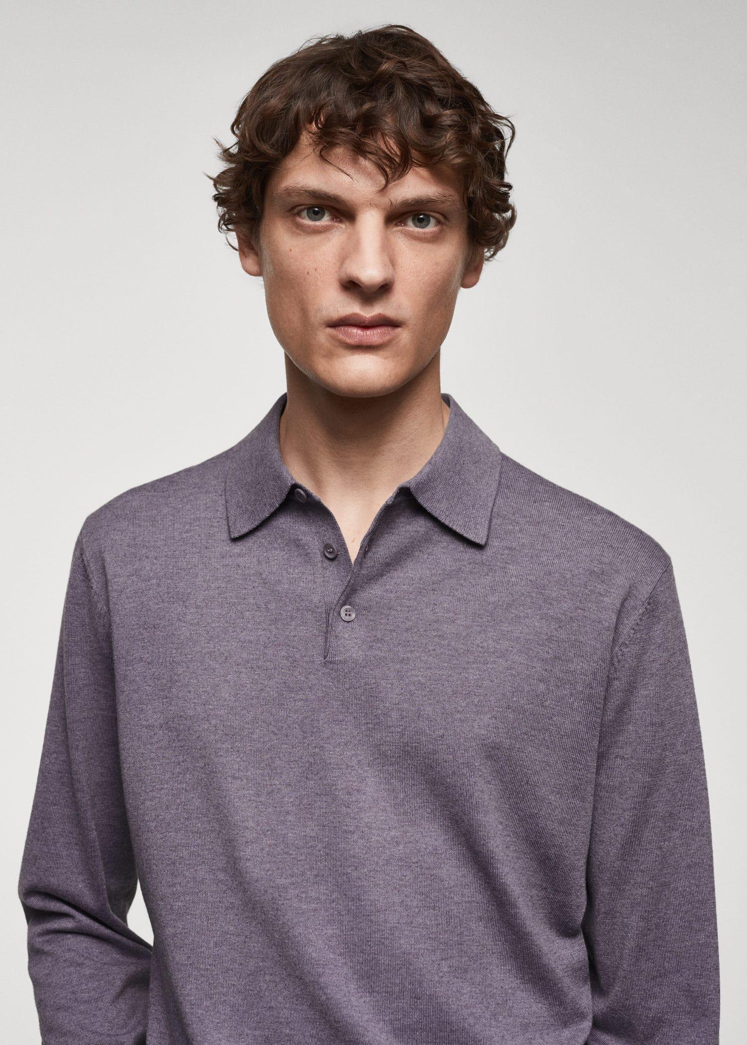 Mango - Purple Cotton Jersey Polo Shirt