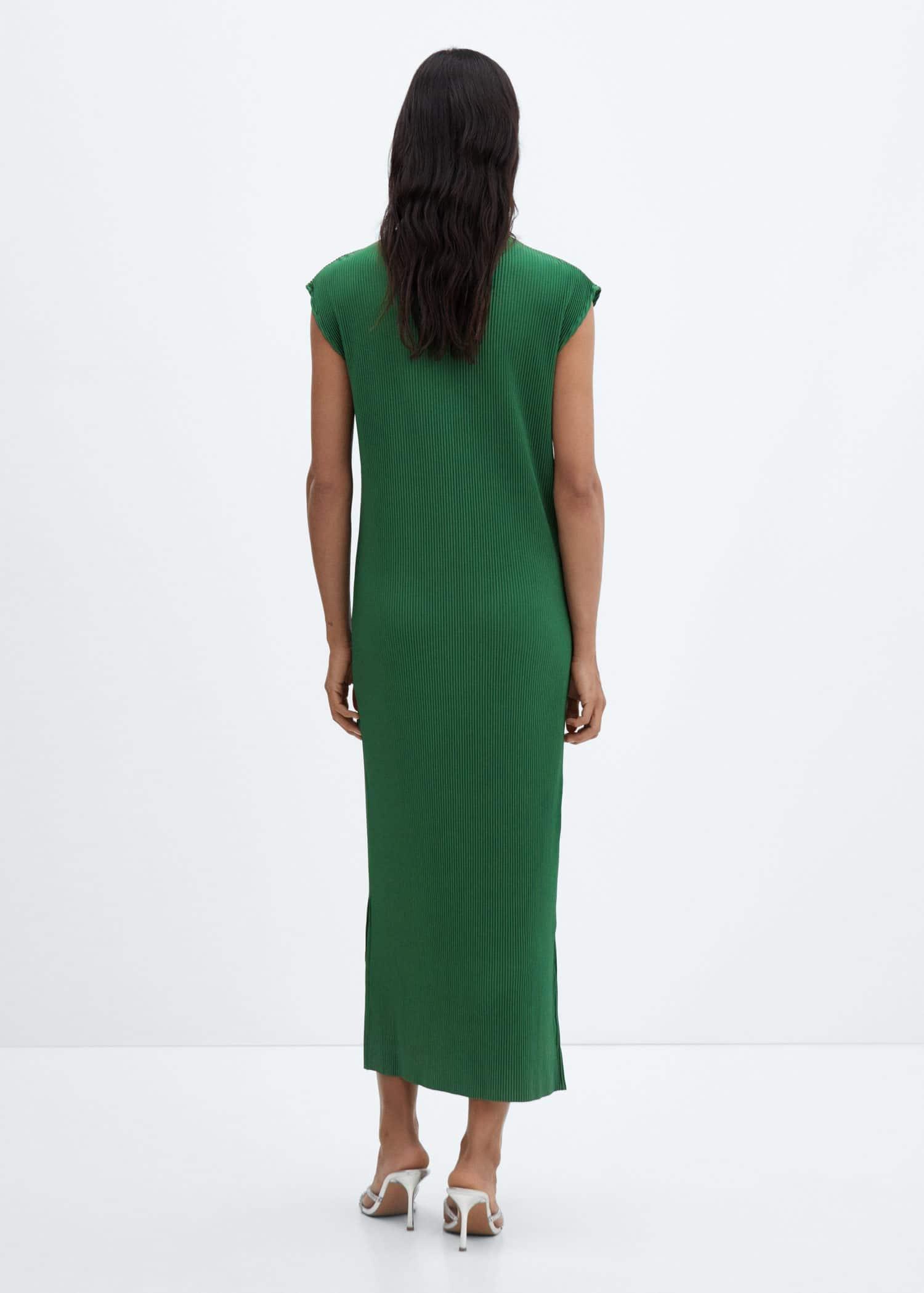 Green Pleated Long Dress, , large image number 3