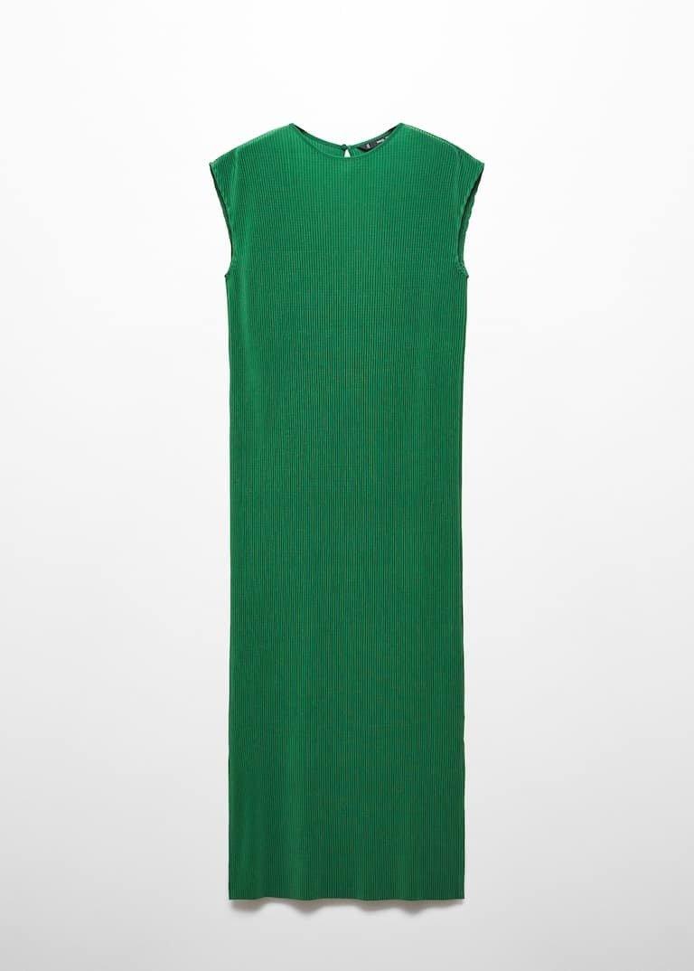 Green Pleated Long Dress, , large image number 7