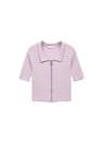 Mango - Purple Lt-Pastel Striped Zip-Up Polo Shirt