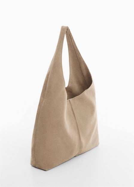 Mango - Beige Leather Shopper Bag