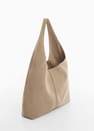 Mango - Beige Leather Shopper Bag