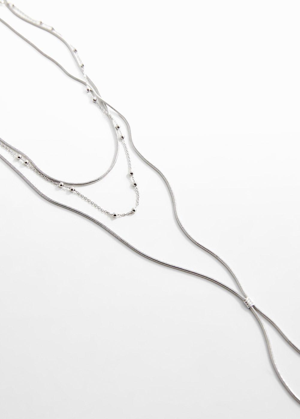 Mango - Silver Long Triple Necklace