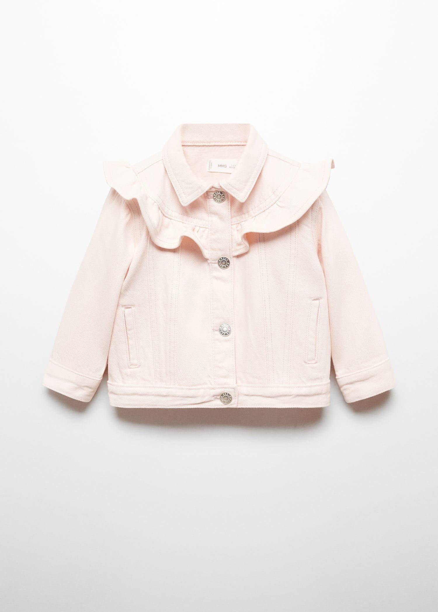 Mango - Pink Frills Denim Jacket, Kids Girls