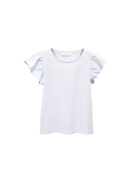 Mango - Blue Short-Sleeved Ruffle T-Shirt, Kids Girls