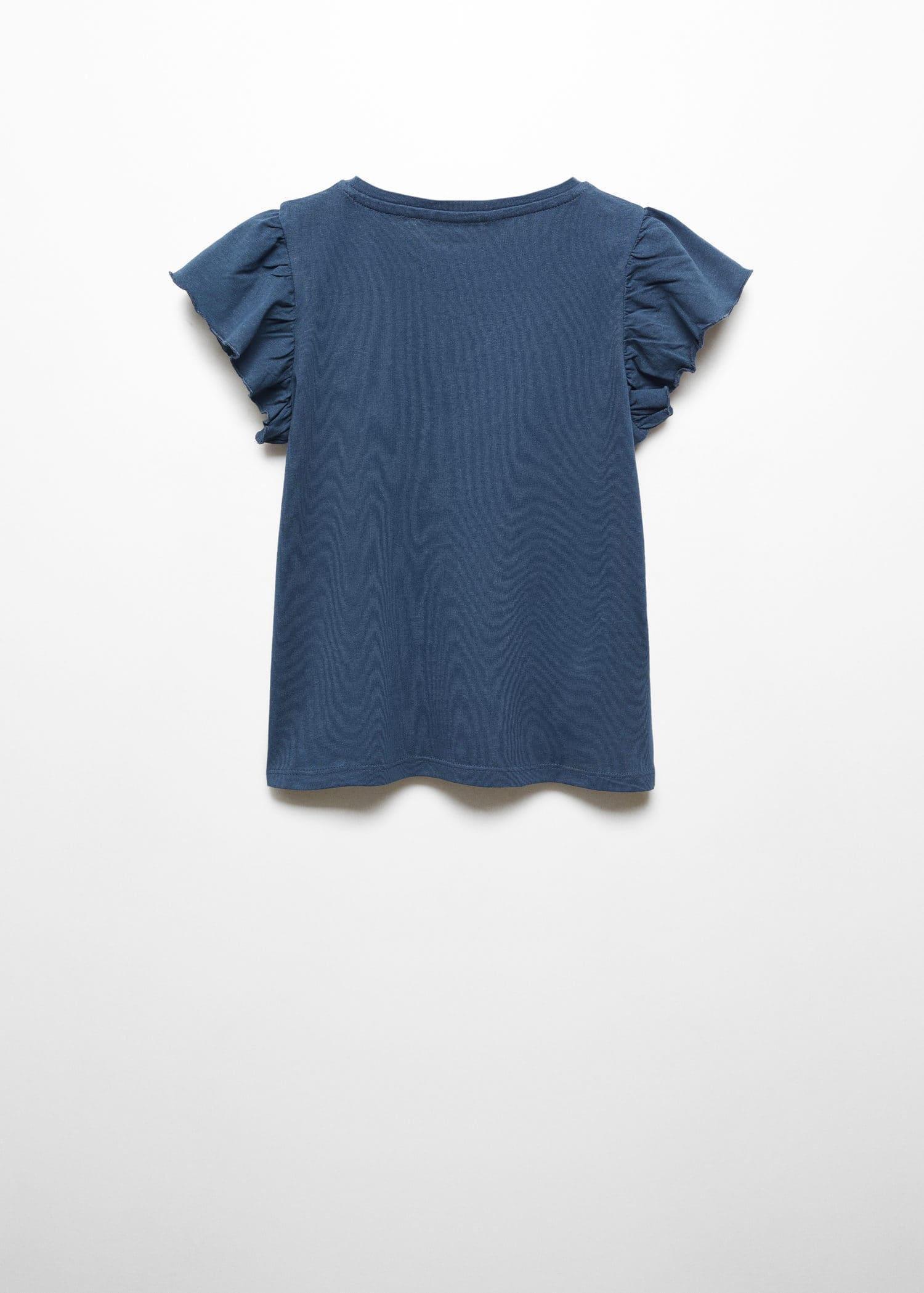 Mango - Navy Short-Sleeved Ruffle T-Shirt, Kids Girls