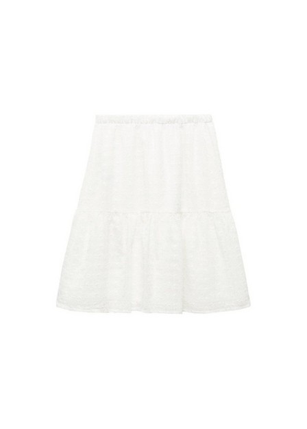 Mango - White Floral Embroidery Skirt, Kids Girls