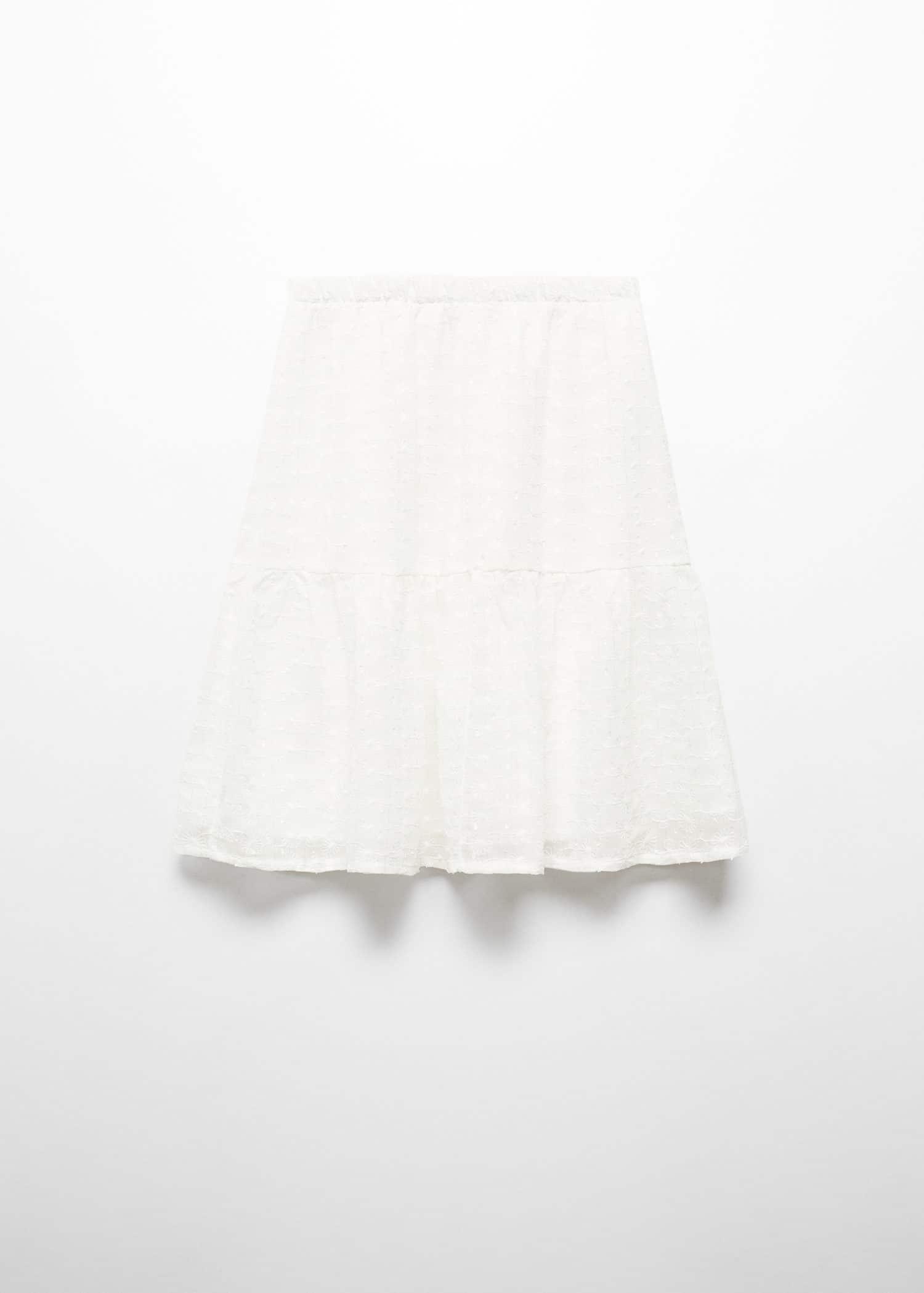 Mango - White Floral Embroidery Skirt, Kids Girls
