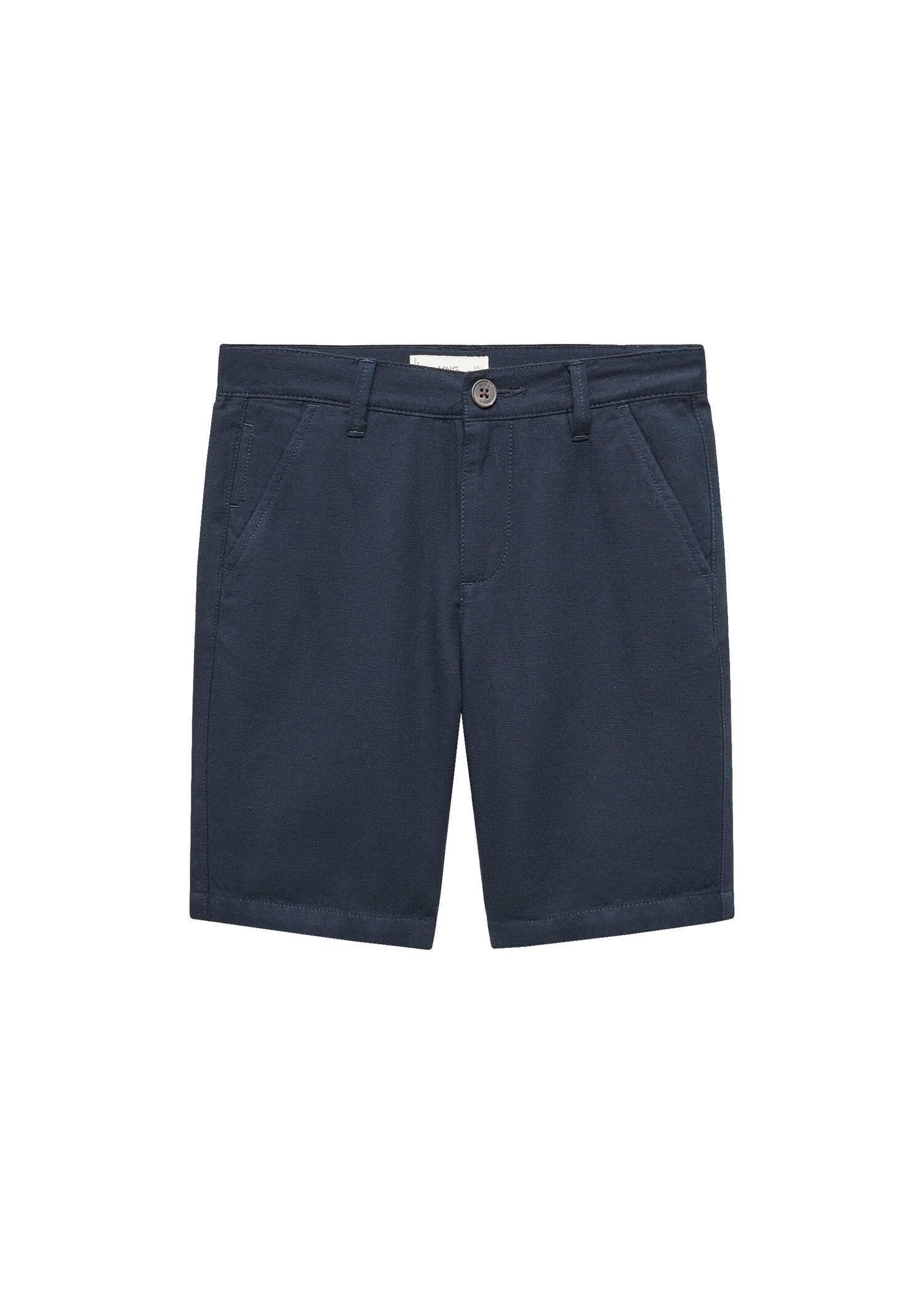 Mango - Navy Linen Bermuda Shorts, Kids Boys