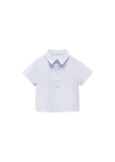 Mango - Blue Linen-Blend Short-Sleeve Shirt, Kids Boys