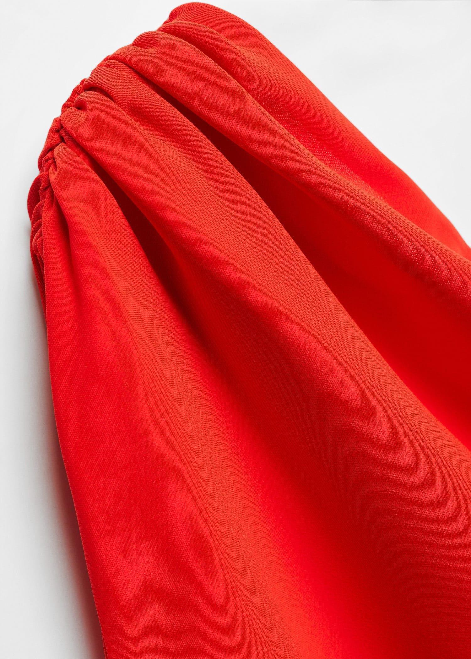 Mango - Red Asymmetrical Dress With Side Slit
