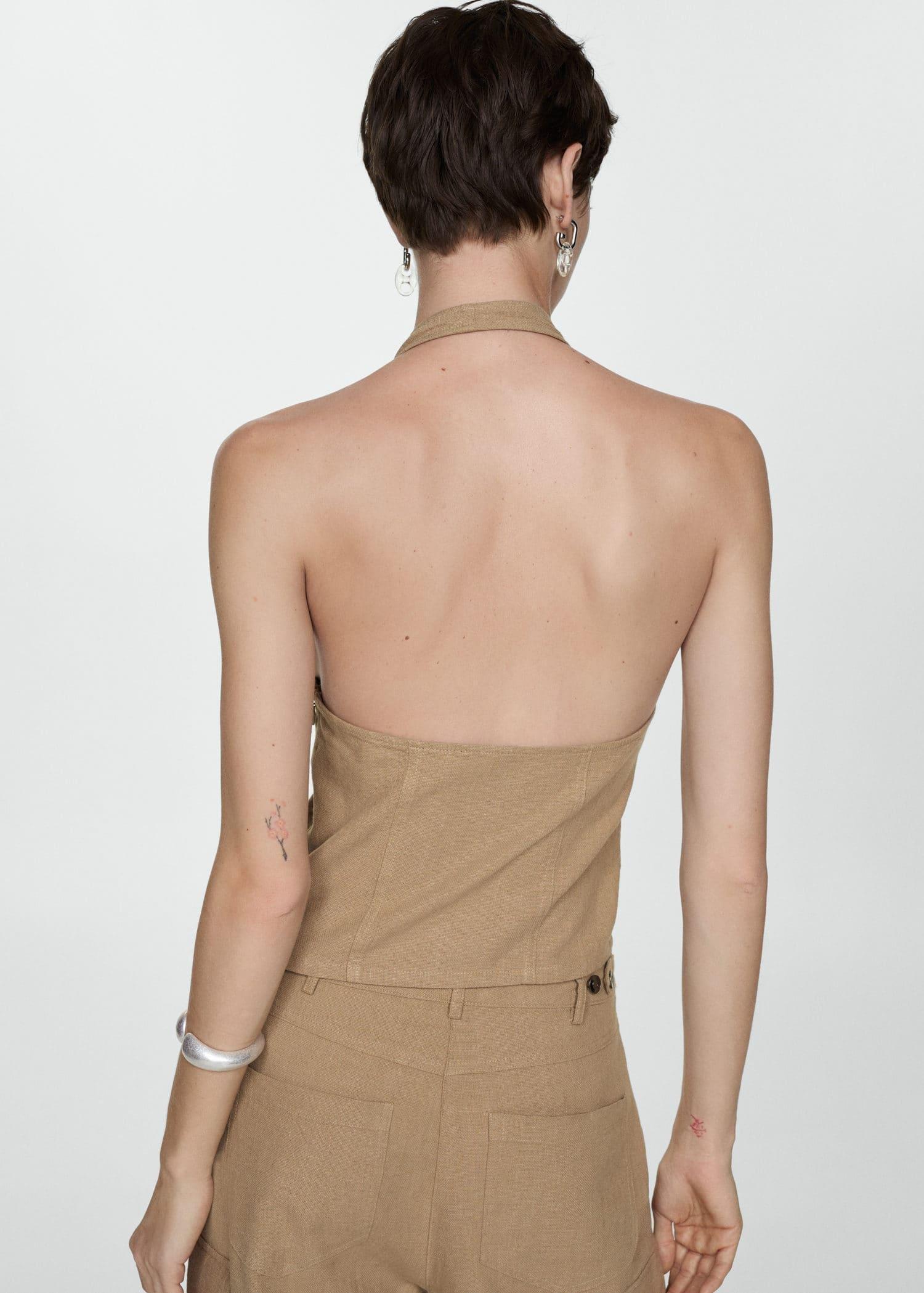 Beige Pocket Halter Top, , large image number 1