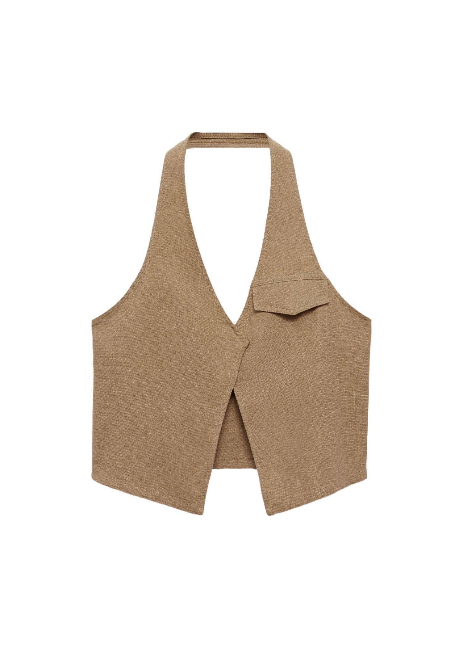 Beige Pocket Halter Top, , large image number 3