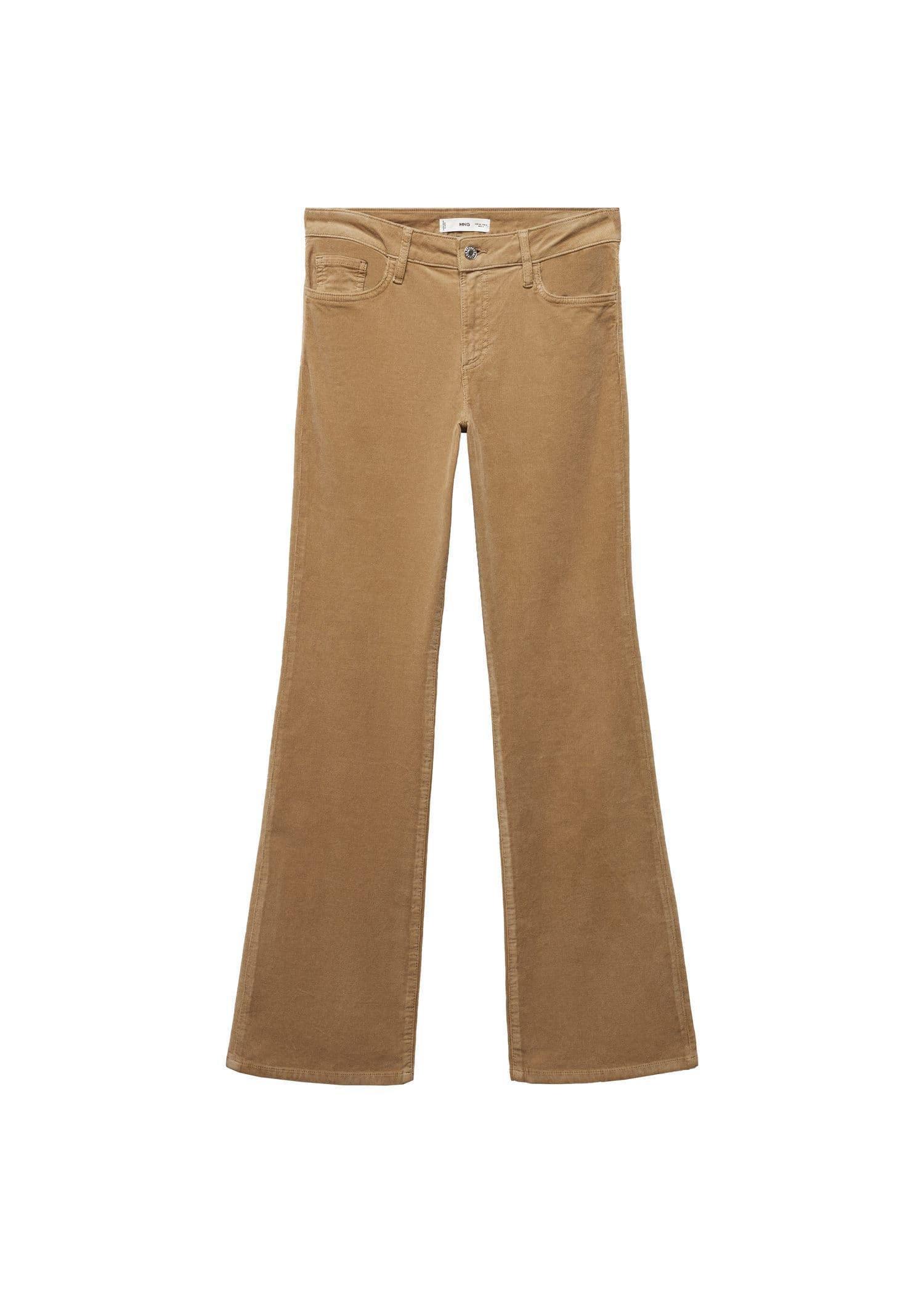 Brown Mid-Rise Corduroy Flared Trousers, , large image number 3