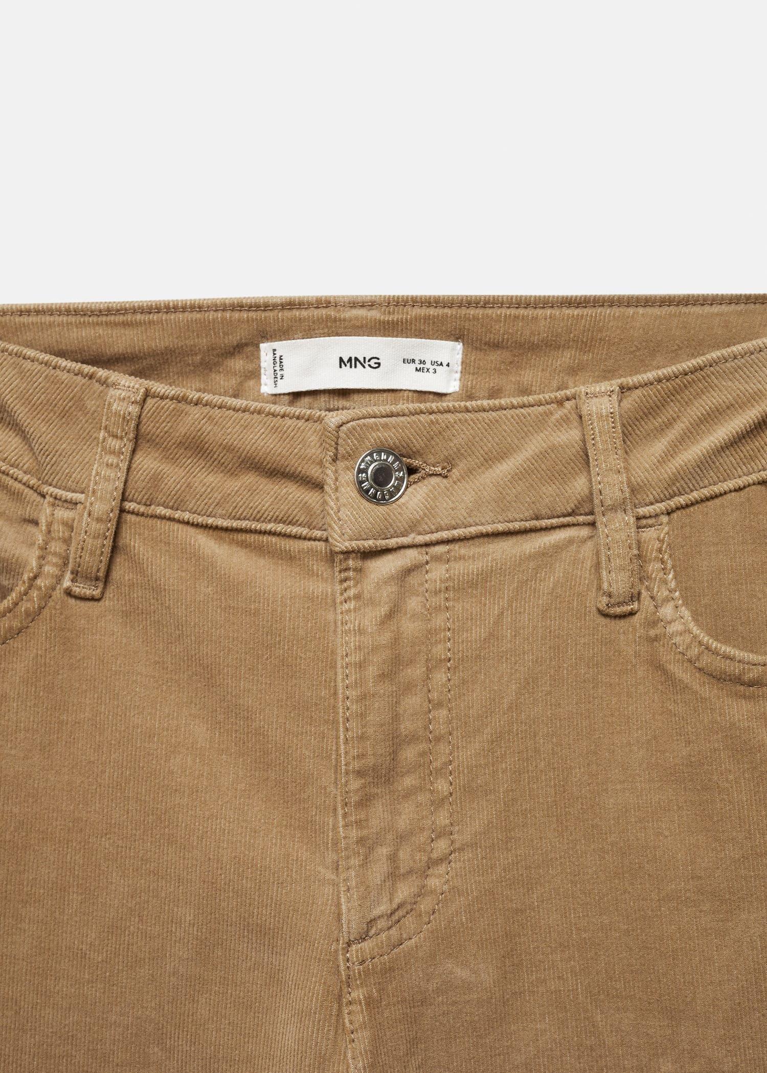 Brown Mid-Rise Corduroy Flared Trousers, , large image number 4