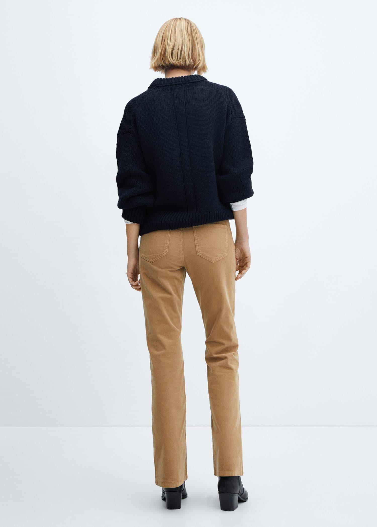 Brown Mid-Rise Corduroy Flared Trousers, , large image number 5