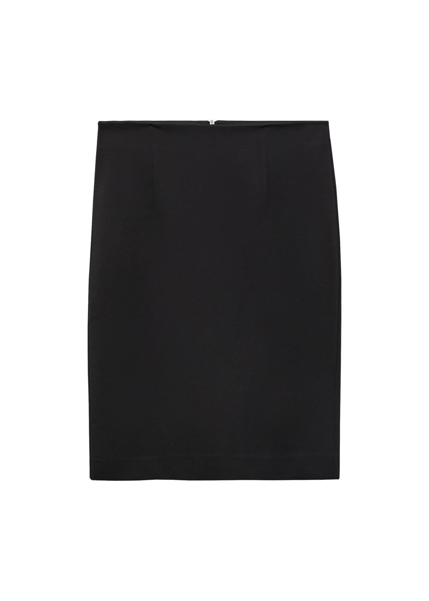 Black Pencil Skirt With Rome-Knit Opening, , large image number 5
