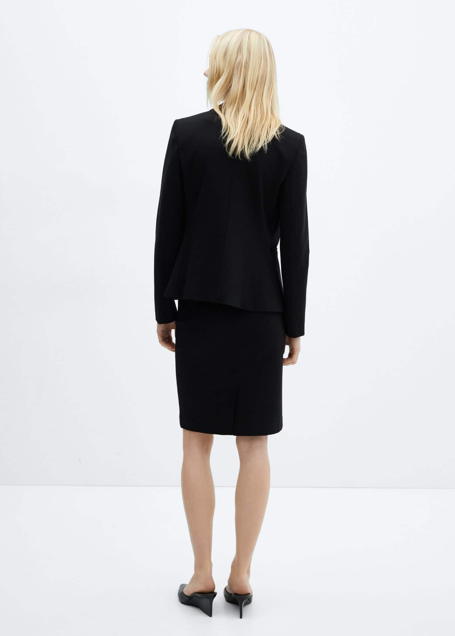 Black Pencil Skirt With Rome-Knit Opening, , large image number 6