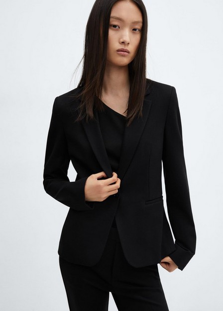 Mango - Black Fitted Jacket With Blunt Stitching
