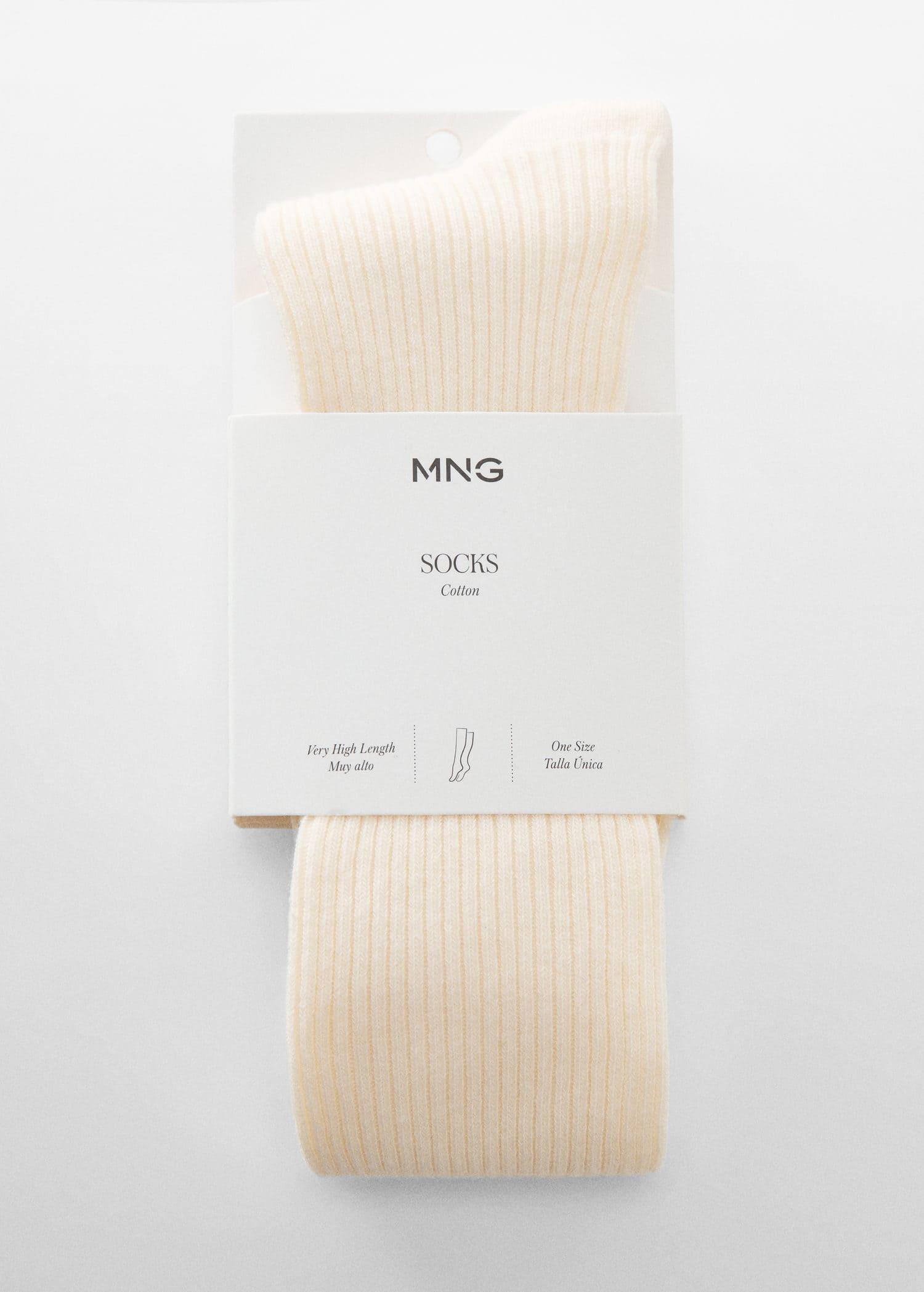 Mango - Beige Long Ribbed Socks