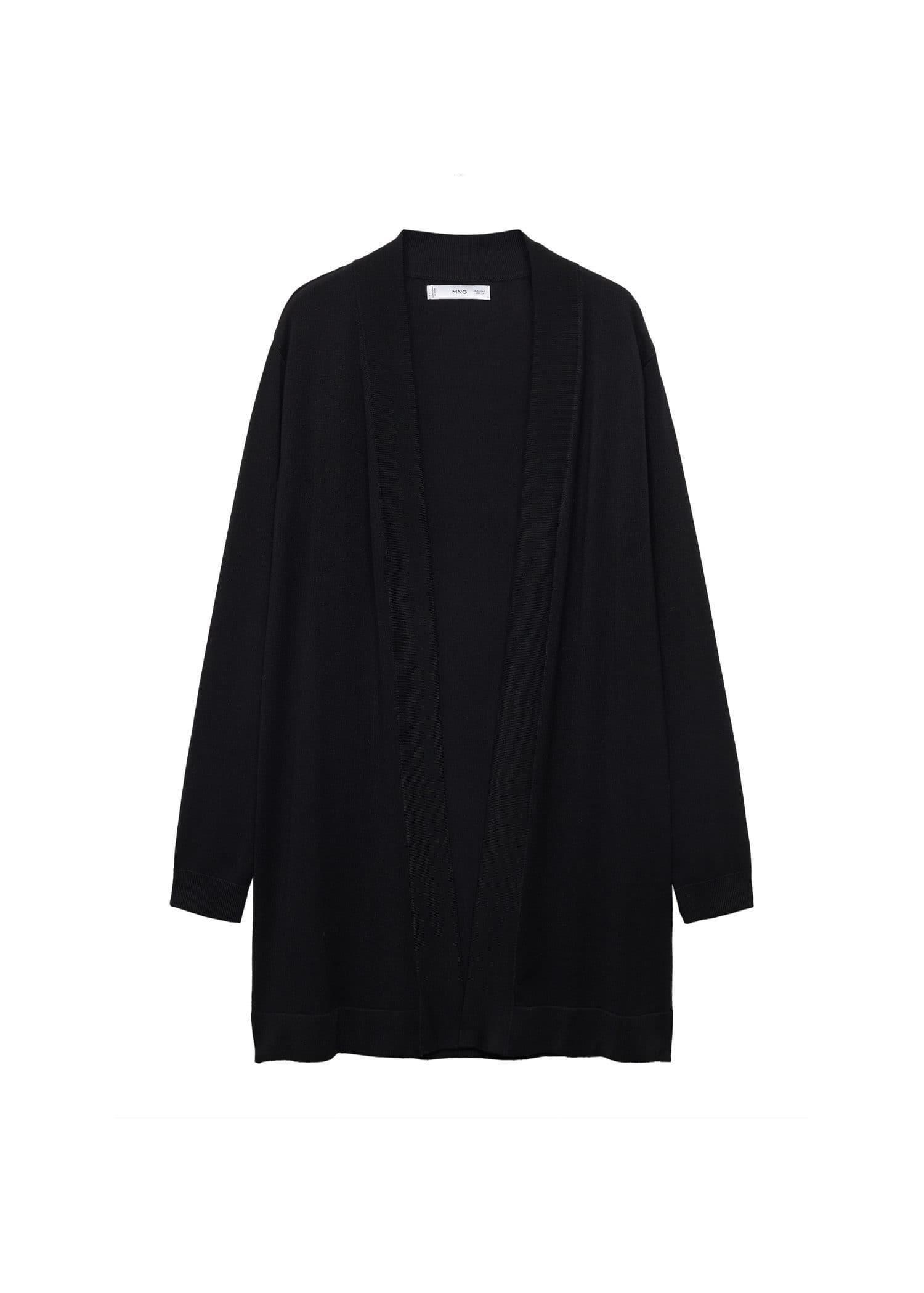 Black Fine-Knit Cardigan, , large image number 3
