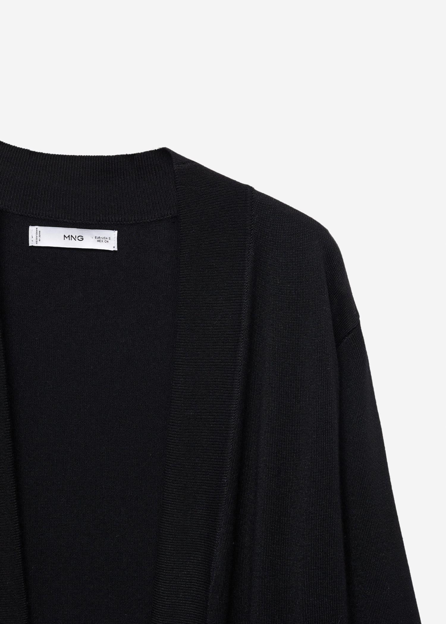 Black Fine-Knit Cardigan, , large image number 6