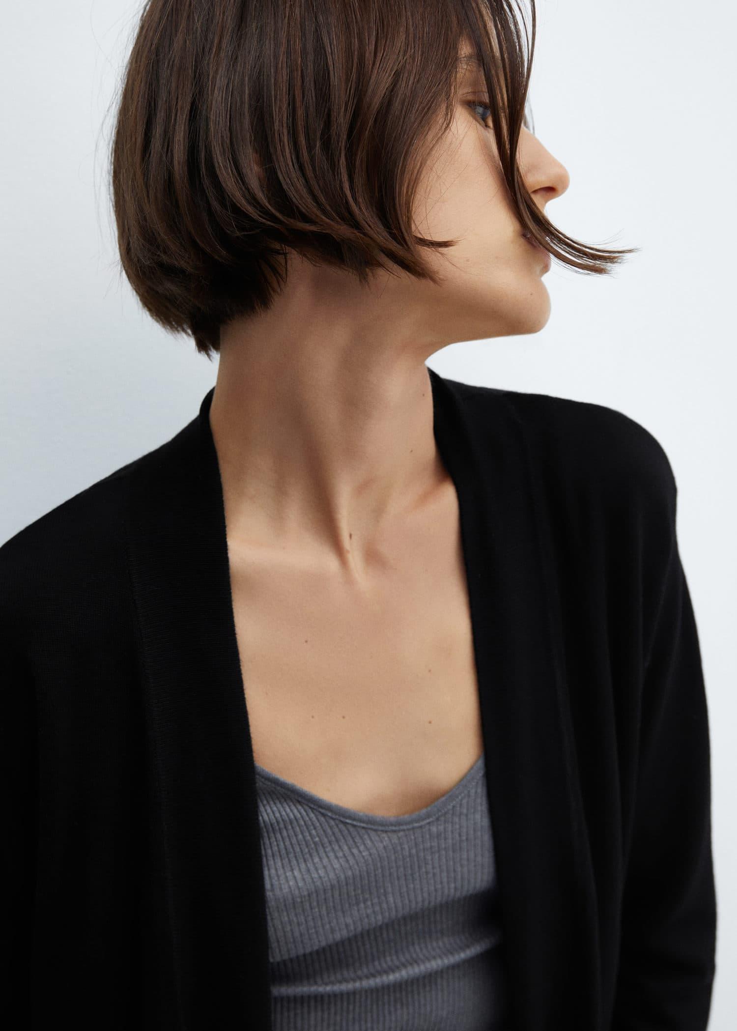 Black Fine-Knit Cardigan, , large image number 8