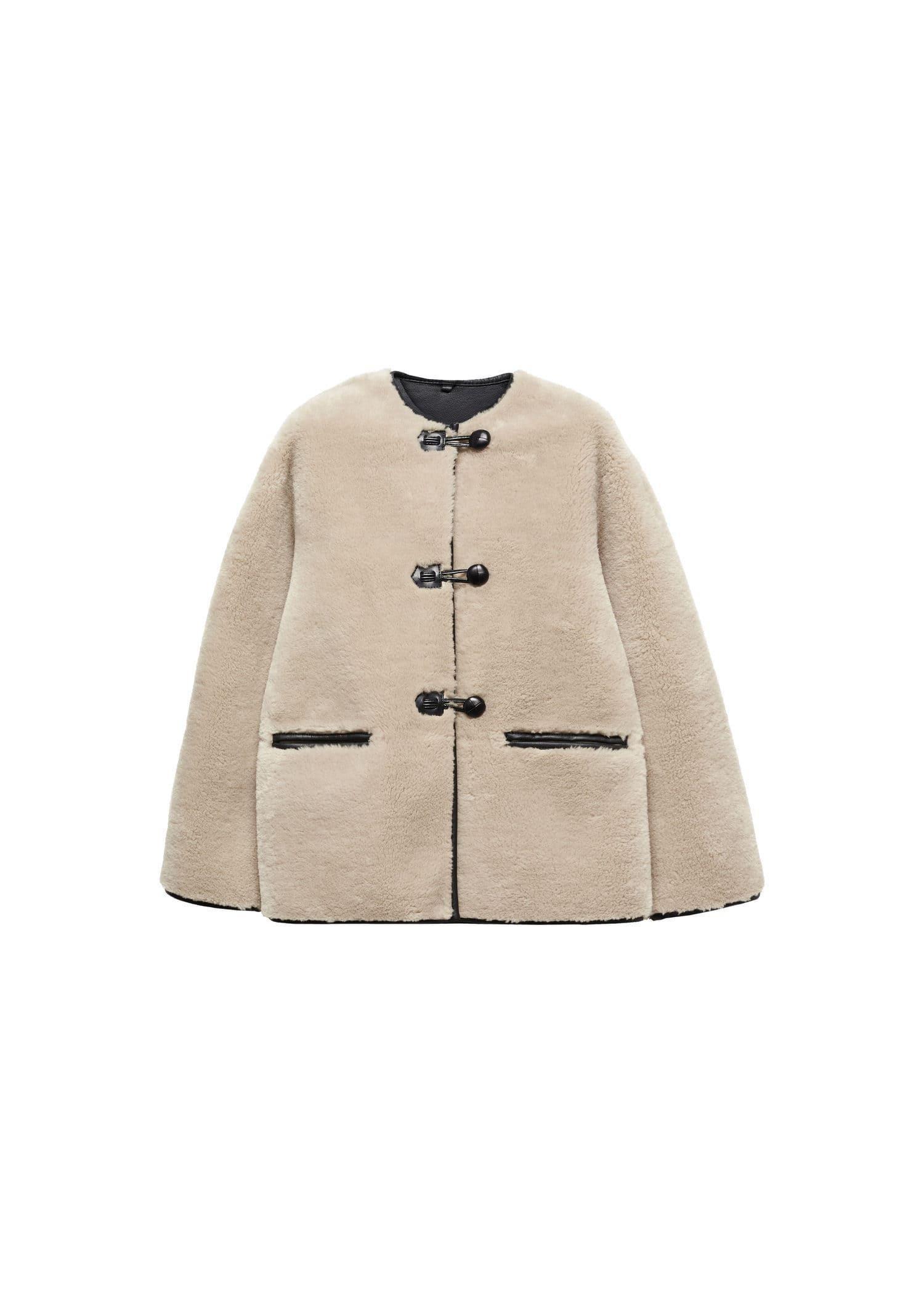 Beige Fur-Effect Coat With Appliques, , large image number 3