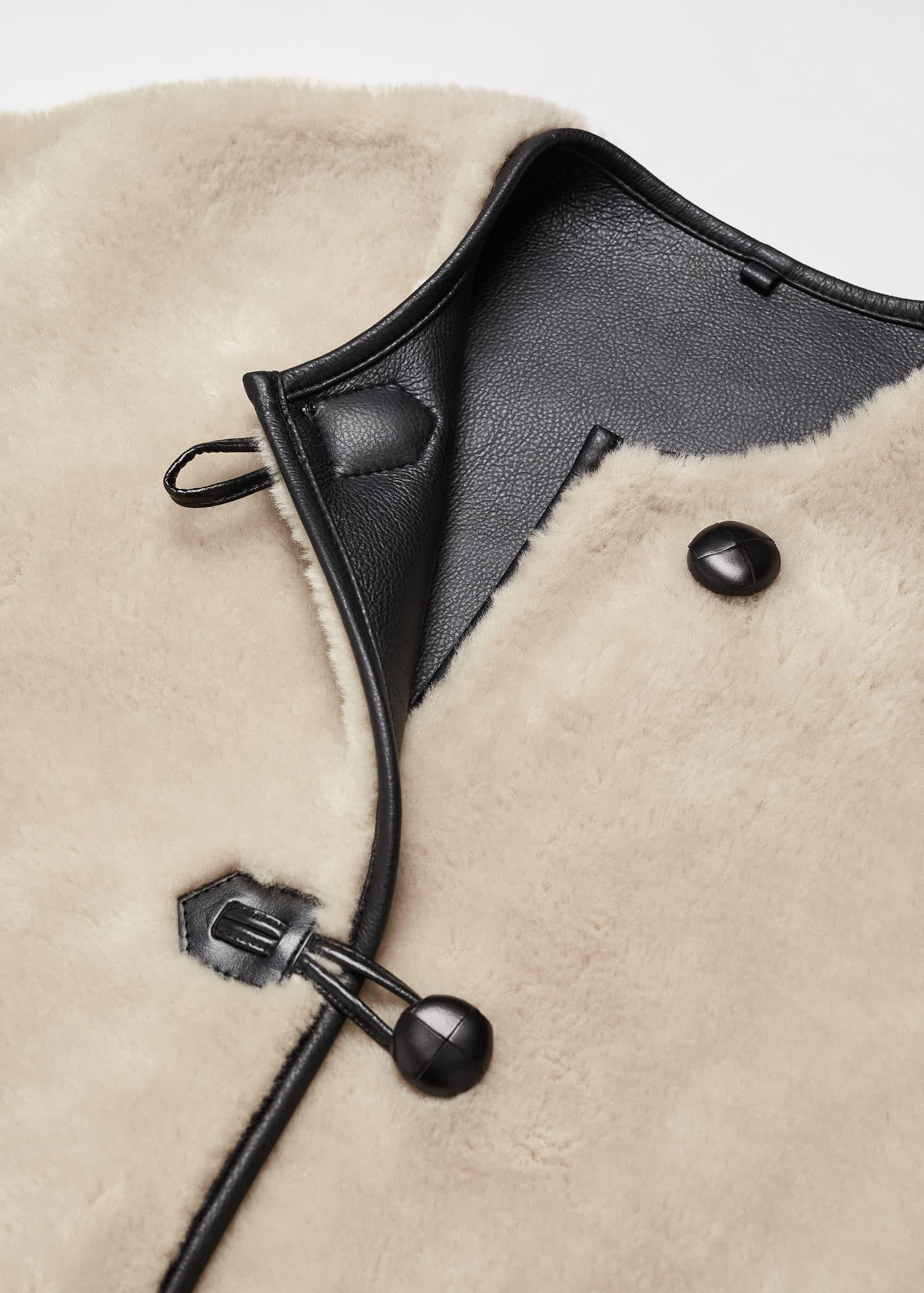 Beige Fur-Effect Coat With Appliques, , large image number 5