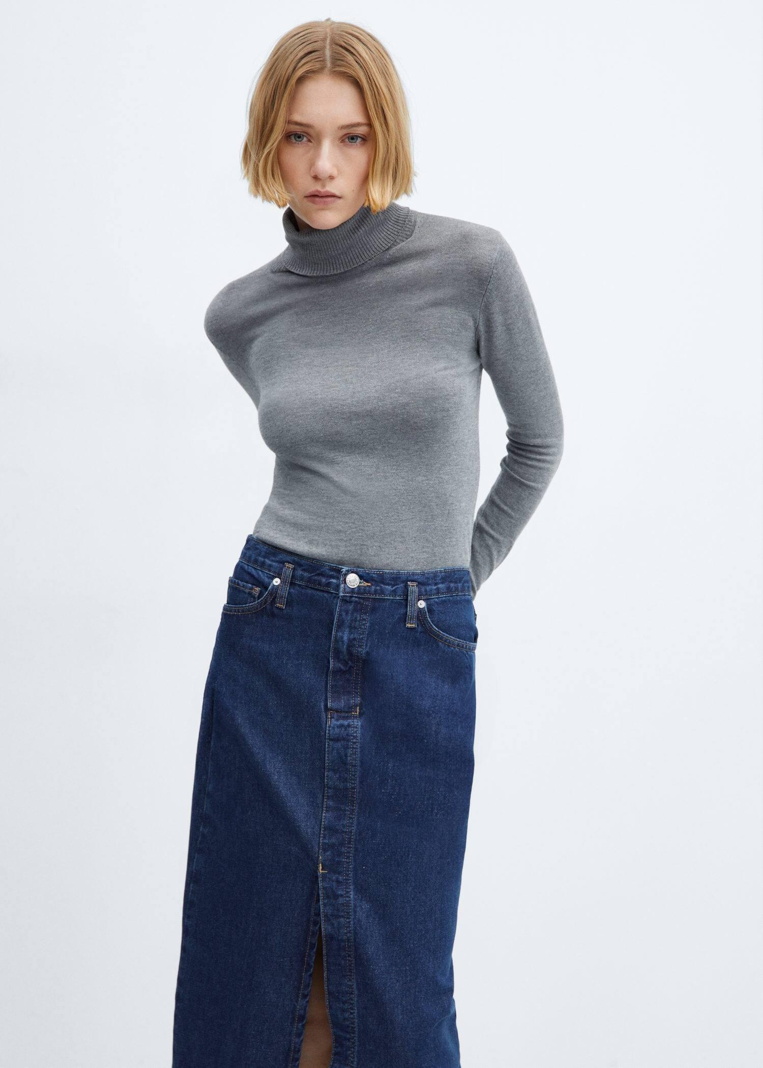 Blue Denim Midi-Skirt, , large image number 1
