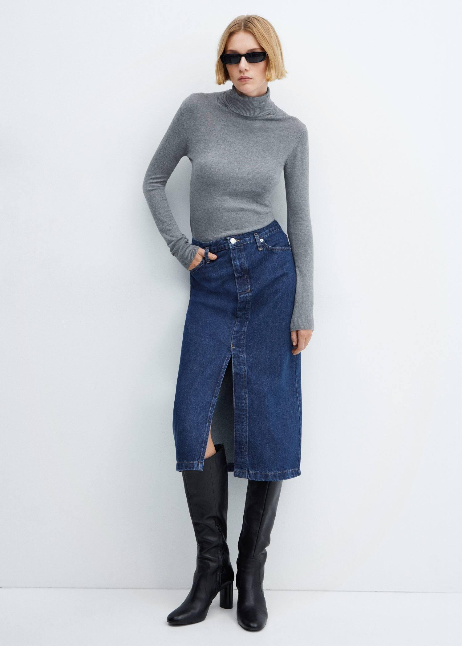 Blue Denim Midi-Skirt, , large image number 2
